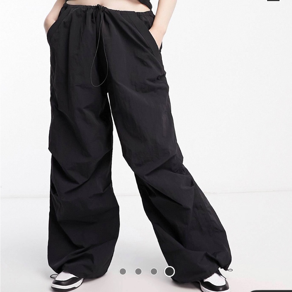 Asos curve black parachute cargo utility pants